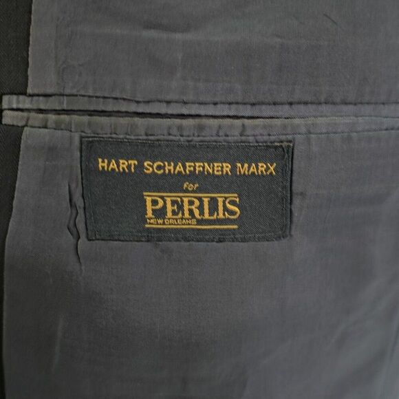 Hart Schaffner Marx Wool Blazer 42R Navy Blue Herringbone 2 Button‎ - Picture 8 of 12
